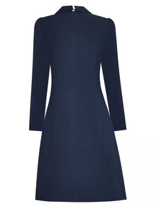 Navy layer a line dress with gold buttons