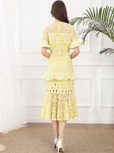 Load image into Gallery viewer, Lemon floral cut out peplum dress