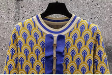 Load image into Gallery viewer, Mustard and blue pattern knitted dress