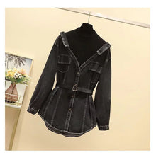 Load image into Gallery viewer, Denim shirt with layer and belt