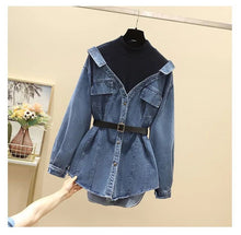 Load image into Gallery viewer, Denim shirt with layer and belt