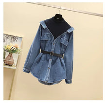 Load image into Gallery viewer, Denim shirt with layer and belt