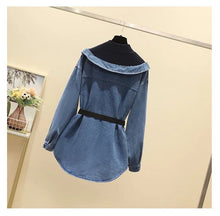 Load image into Gallery viewer, Denim shirt with layer and belt