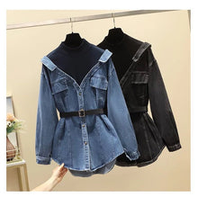 Load image into Gallery viewer, Denim shirt with layer and belt