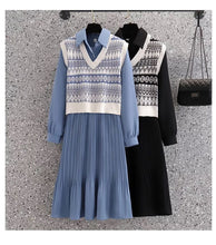 Load image into Gallery viewer, Pleated dress with vest overlay set