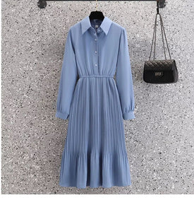 Pleated dress with vest overlay set