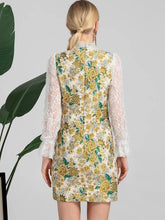 Load image into Gallery viewer, Intricate lace and mustard flower dress