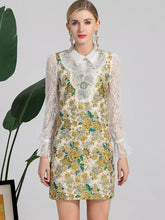 Load image into Gallery viewer, Intricate lace and mustard flower dress