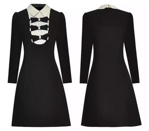 Black and white with bow details dress
