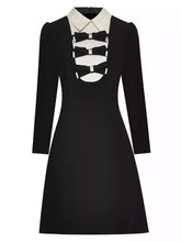 Load image into Gallery viewer, Black and white with bow details dress