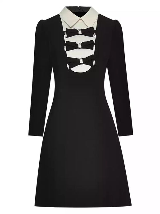 Black and white with bow details dress