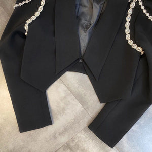 Embellished LUX cropped jacket and skirt set