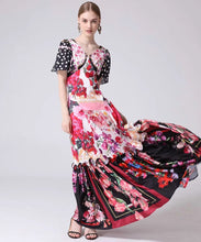 Load image into Gallery viewer, Flower and polka dot devotion maxi dress