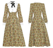 Load image into Gallery viewer, Woven Tapestry floral Midi dress with bow