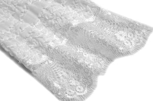 White lacy midi dress with belt