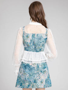 Blue with white flowers 3 piece set