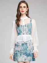 Load image into Gallery viewer, Blue with white flowers 3 piece set