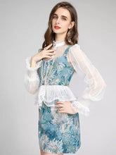 Load image into Gallery viewer, Blue with white flowers 3 piece set