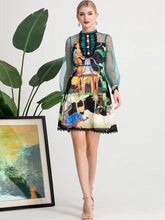 Load image into Gallery viewer, Vibrant Garden dress with sheer sleeves