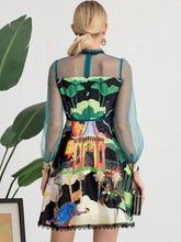 Load image into Gallery viewer, Vibrant Garden dress with sheer sleeves