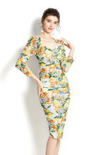 Load image into Gallery viewer, Ruched 3/4 sleeve midi dress *comes in 5 colours