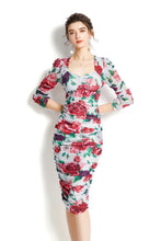 Load image into Gallery viewer, Ruched 3/4 sleeve midi dress *comes in 5 colours