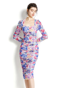 Ruched 3/4 sleeve midi dress *comes in 5 colours