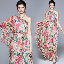 Load image into Gallery viewer, Floral fantasy off the shoulder maxi dress