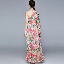 Load image into Gallery viewer, Floral fantasy off the shoulder maxi dress