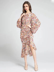 Floral midi dress with gathered detail *comes in two colours