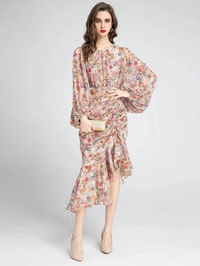 Floral midi dress with gathered detail *comes in two colours