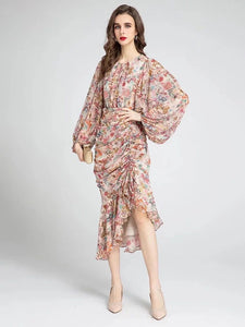 Floral midi dress with gathered detail *comes in two colours