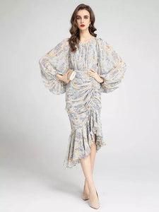 Floral midi dress with gathered detail *comes in two colours