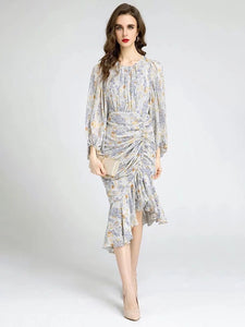 Floral midi dress with gathered detail *comes in two colours