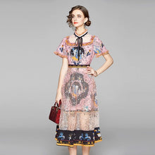 Load image into Gallery viewer, Mystical creatures short sleeve dress with sheer panel
