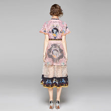 Load image into Gallery viewer, Mystical creatures short sleeve dress with sheer panel