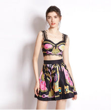 Load image into Gallery viewer, Lace bralette with pleated mini skirt * comes in three colour ways