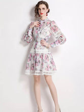 Load image into Gallery viewer, Light floral with criss cross lace mini dress &amp; belt