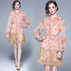 Orange floral energy mini dress