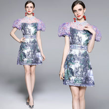 Load image into Gallery viewer, The garden by the castle puff ball sleeve mini dress