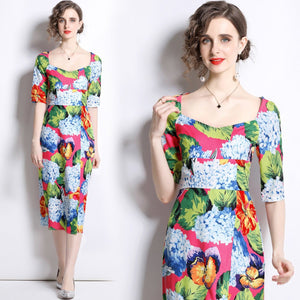 Oversized Pansy flower midi dress