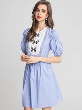Load image into Gallery viewer, Butterfly and pearl oversized bib mini dress