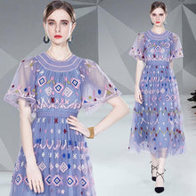 Load image into Gallery viewer, Mini Crochet style embroidered midi dress