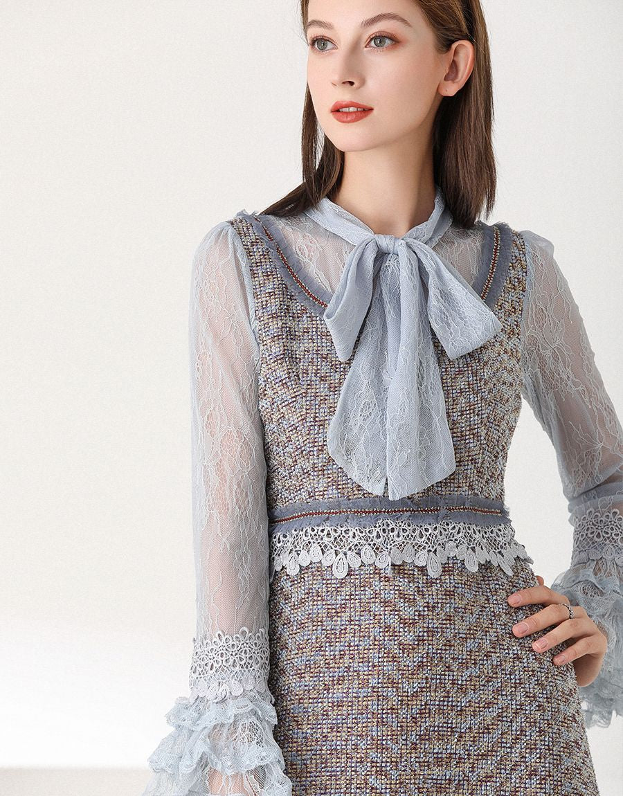 Blue bow Chic Mini dress