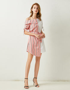 The Candy Stripe Clash asymmetric dress