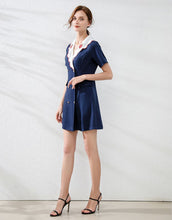 Load image into Gallery viewer, Navy strawberry collar mini dress