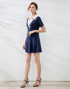 Navy strawberry collar mini dress
