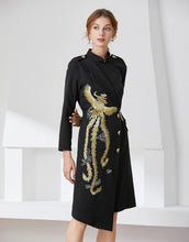 Load image into Gallery viewer, Gold Phoenix Blazer Dress comes in long sleeve