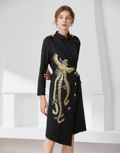 Gold Phoenix Blazer Dress comes in long sleeve