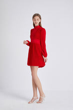 Load image into Gallery viewer, Crimson button up mini dress